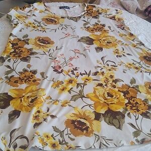 French atmosphere yellow floral rose dress estimated 2x